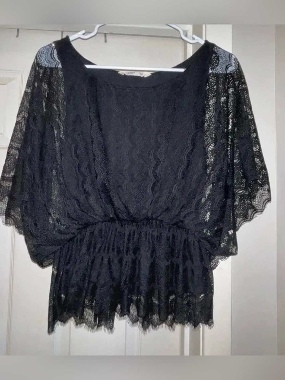 Old Navy Black Lace Flutter Sleeve Peplum Top Size Small